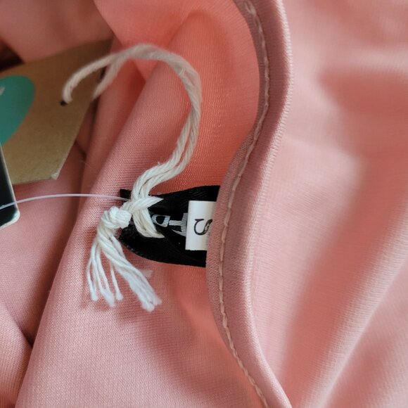 FashionMia Womens Pink Short Sleeve Belted Tunic Dress With Pockets NWT - Picture 4 of 6